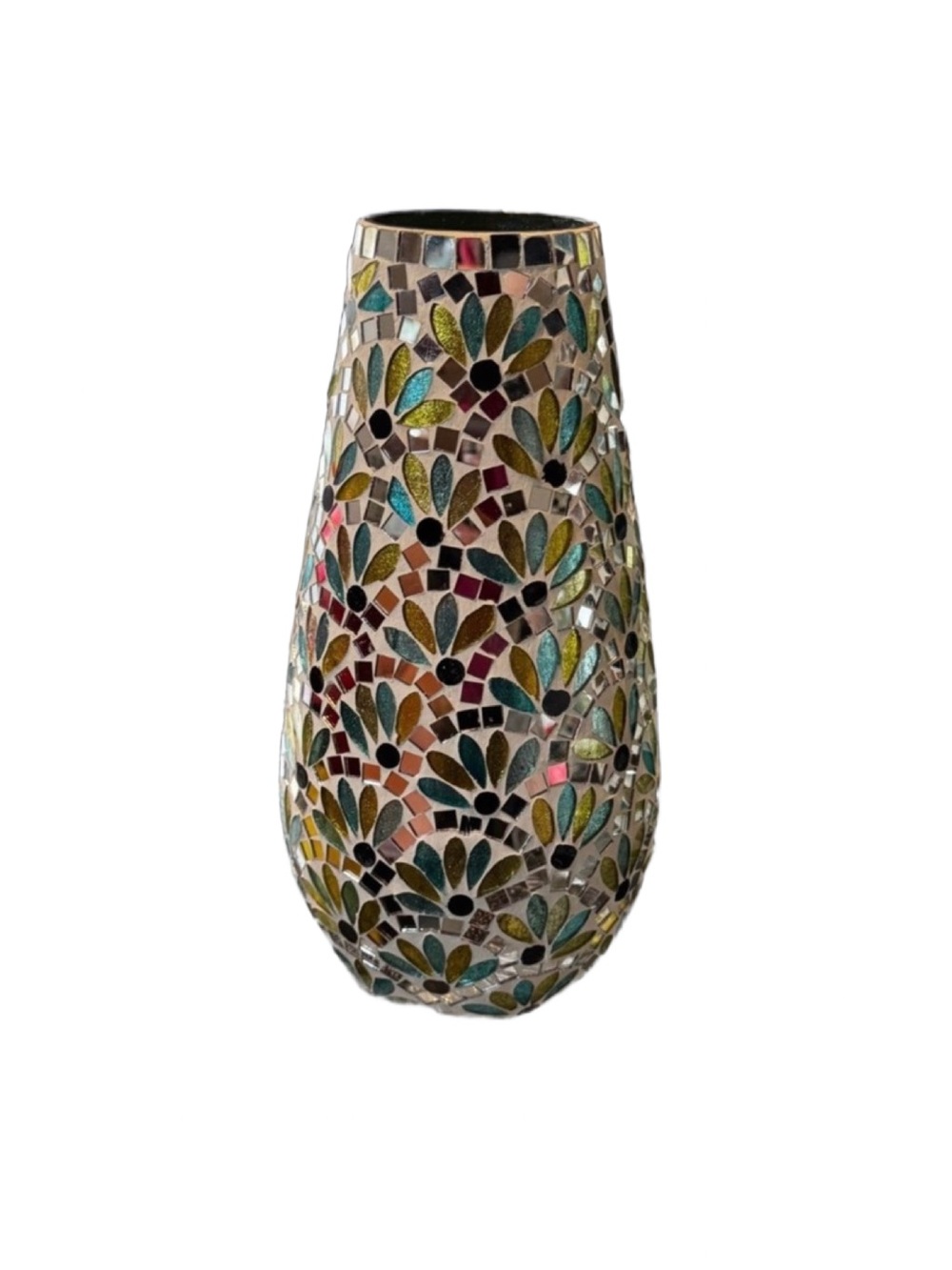 Mosaic Glass Vase in Multicolor - Decorative Home Accent - Picture 1 of 3